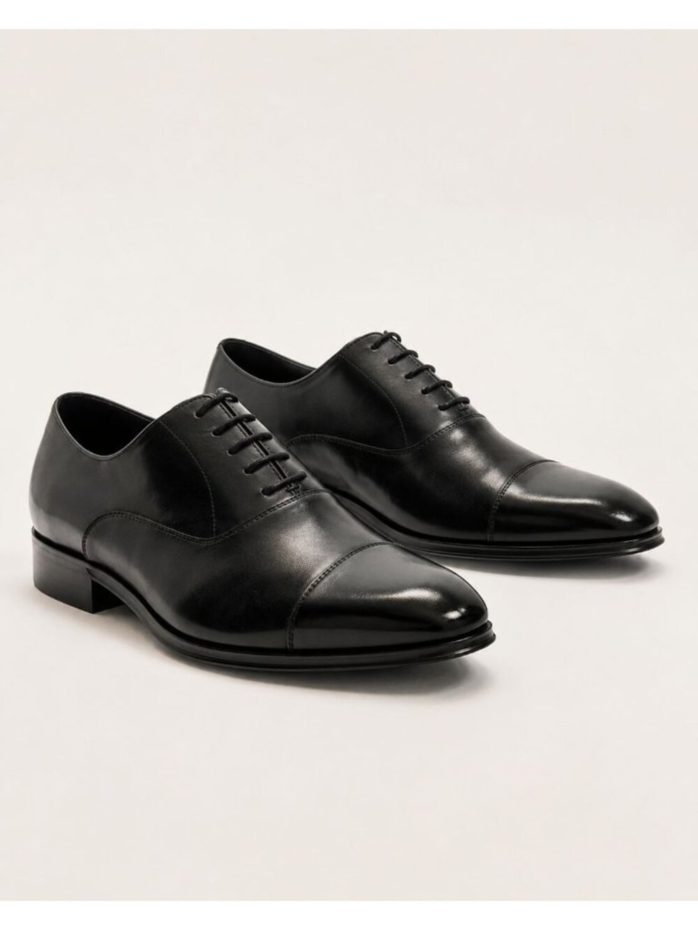 SD9 - Dune London Solver Men’s Black Leather Cap-Toe Oxford Shoes EU 42 US 9 NIB